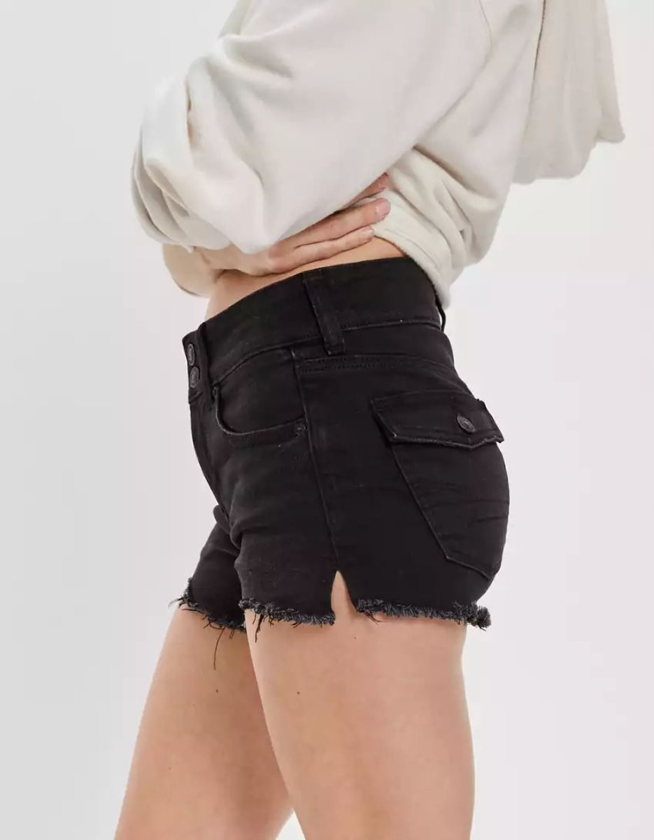 Shorts American Eagle AE Ne(x)t Level Low-Rise Denim Noir Femme | NUO-20631097